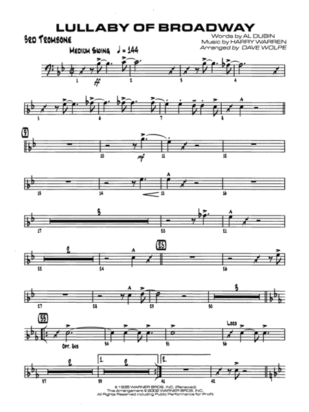 Lullaby of Broadway: 3rd Trombone