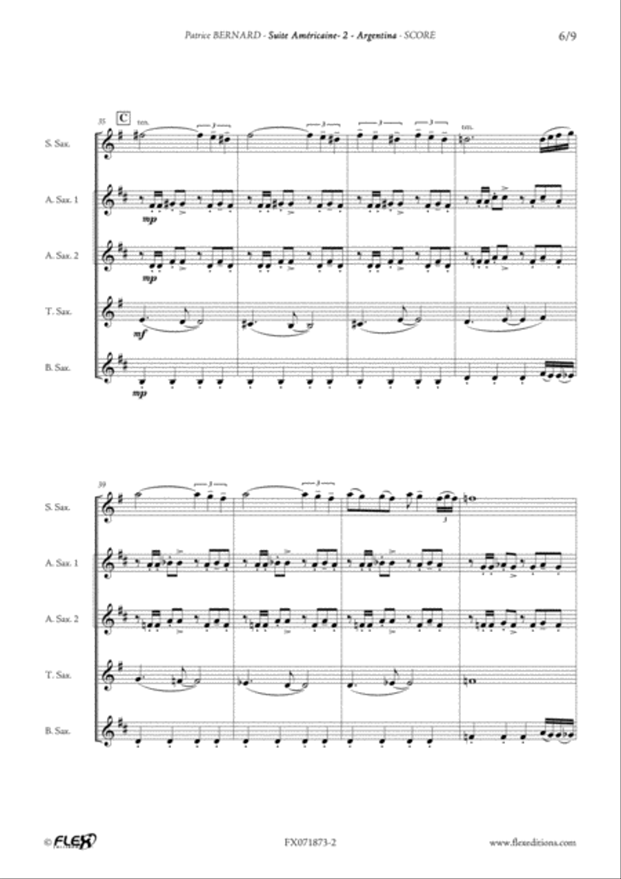 Suite Americaine - 2 - Argentina Saxophone Quintet scores gallery preview page 6
