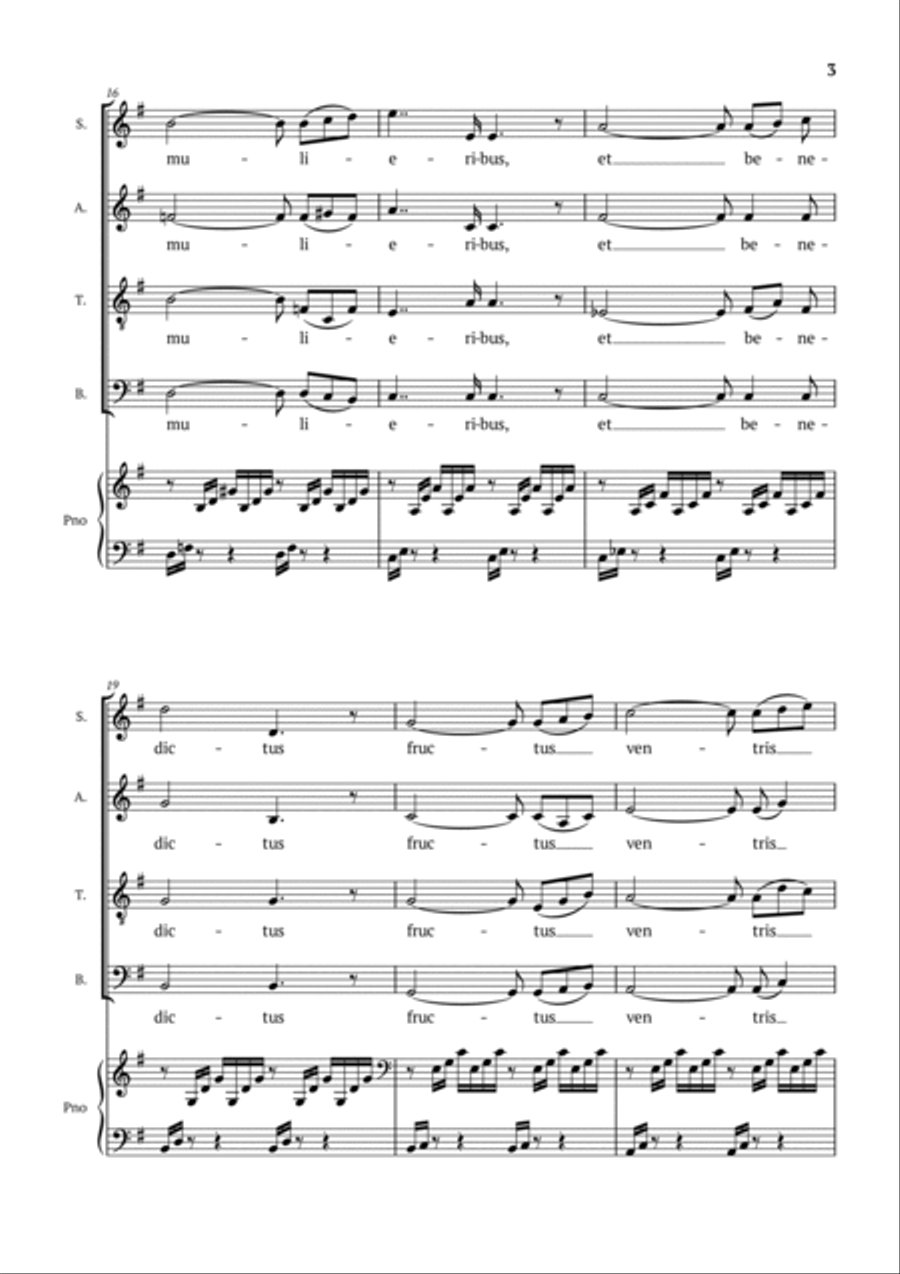 Ave Maria (Bach-Gounod) in G Major for SATB with Piano Accompaniment 4-Part scores gallery preview page 3
