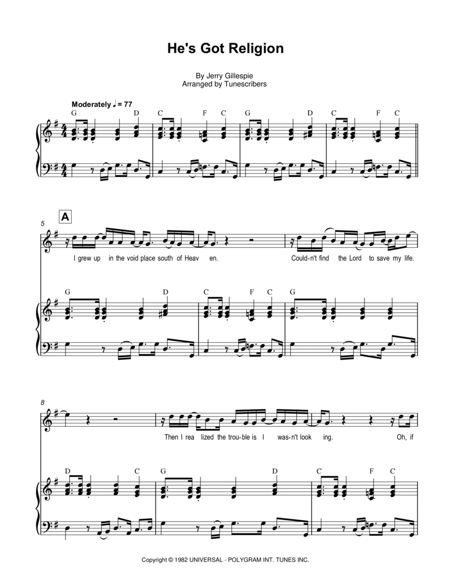 He's Got Religion Voice scores gallery preview page 1