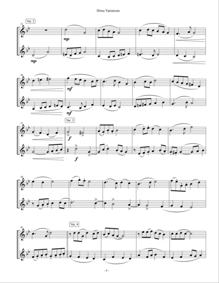 Dime Variations - Clarinet Duet Clarinet Duet scores gallery preview page 4