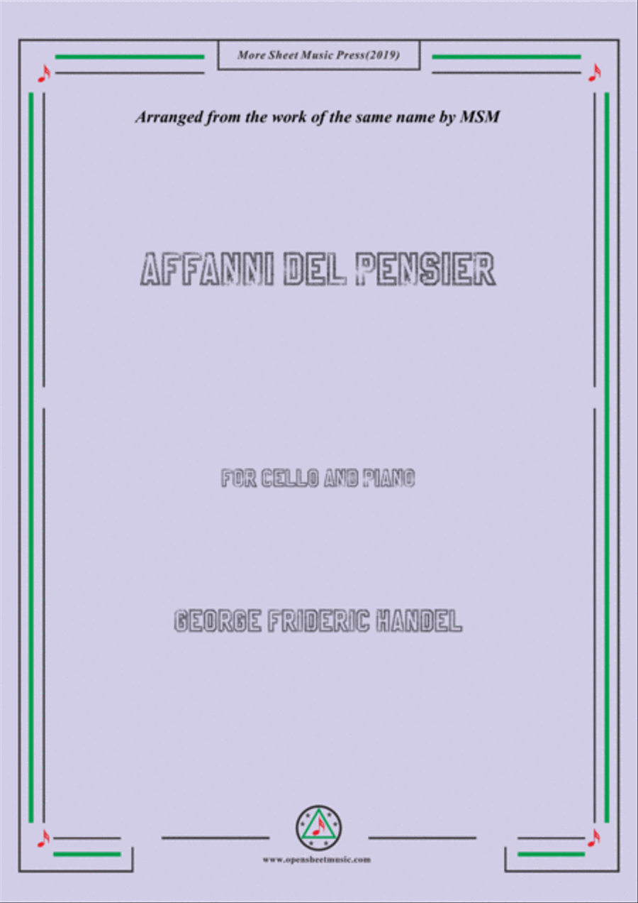 Handel-Affanni del pensier,for Cello and Piano Piano scores gallery preview page 1