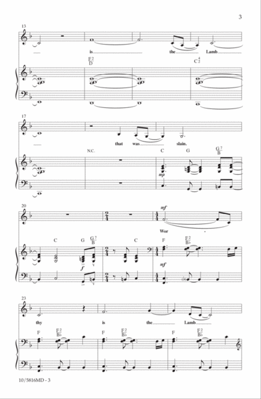 Worthy Is the Lamb That Was Slain / Hallelujah 4-Part scores gallery preview page 3