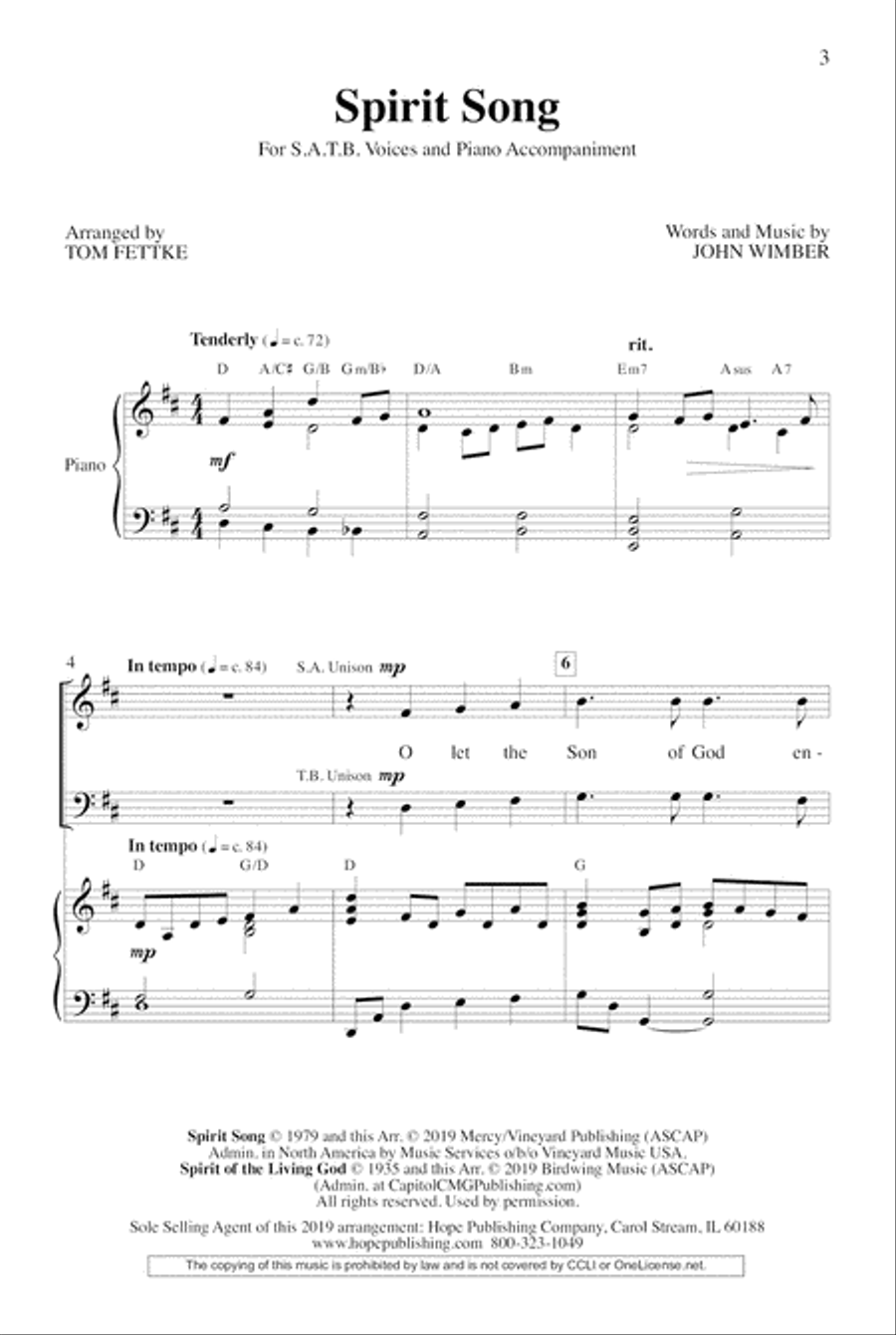 Spirit Song 4-Part scores gallery preview page 3