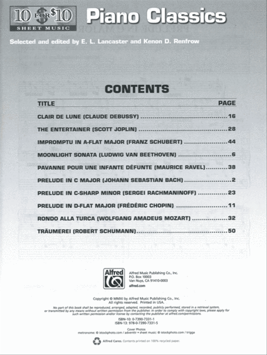 10 for 10 Sheet Music Piano Classics Piano Solo scores gallery preview page 2