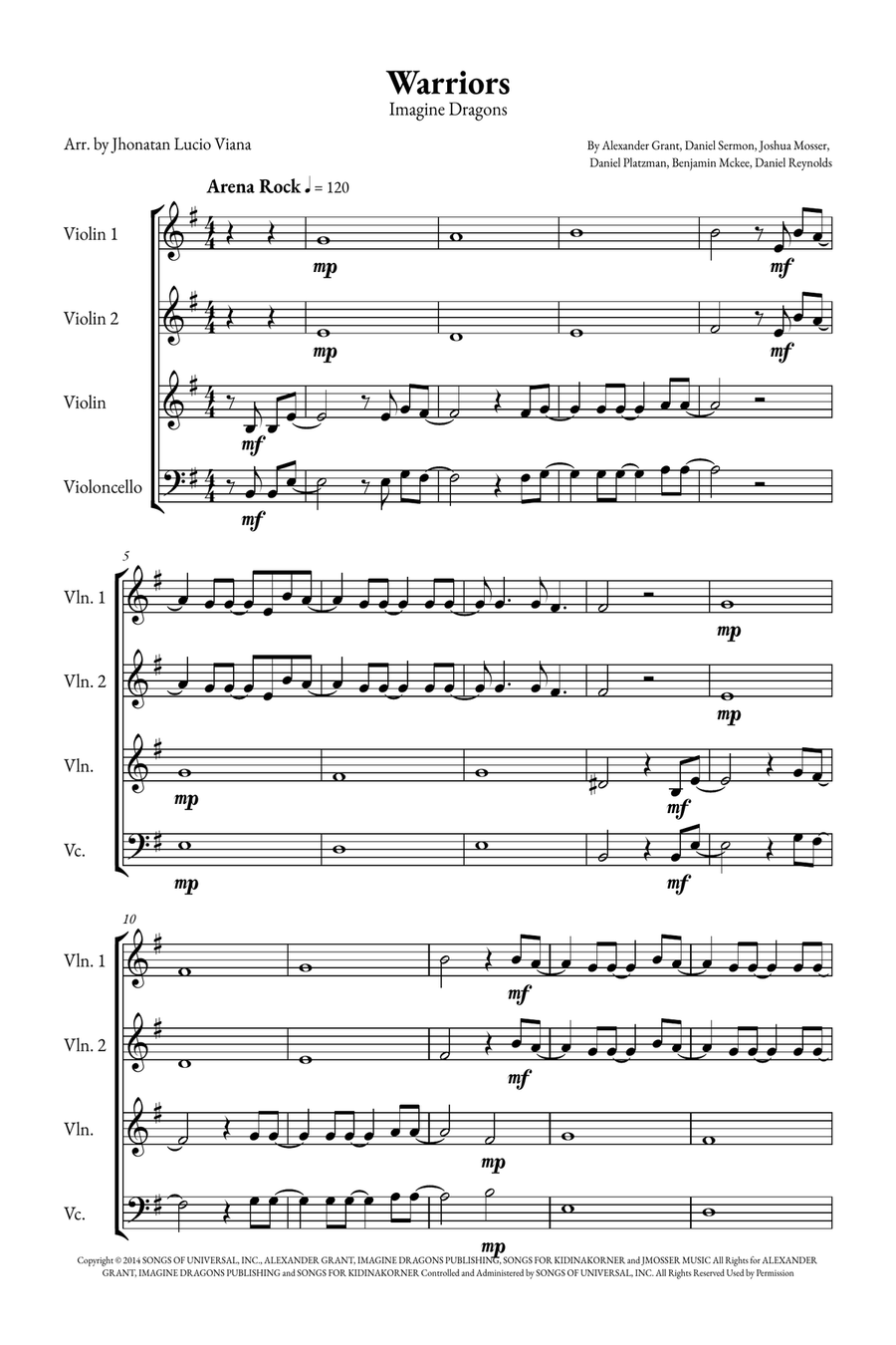 Warriors String Quartet scores gallery preview page 1