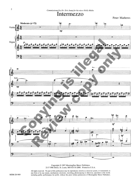Intermezzo for Violin and Organ
