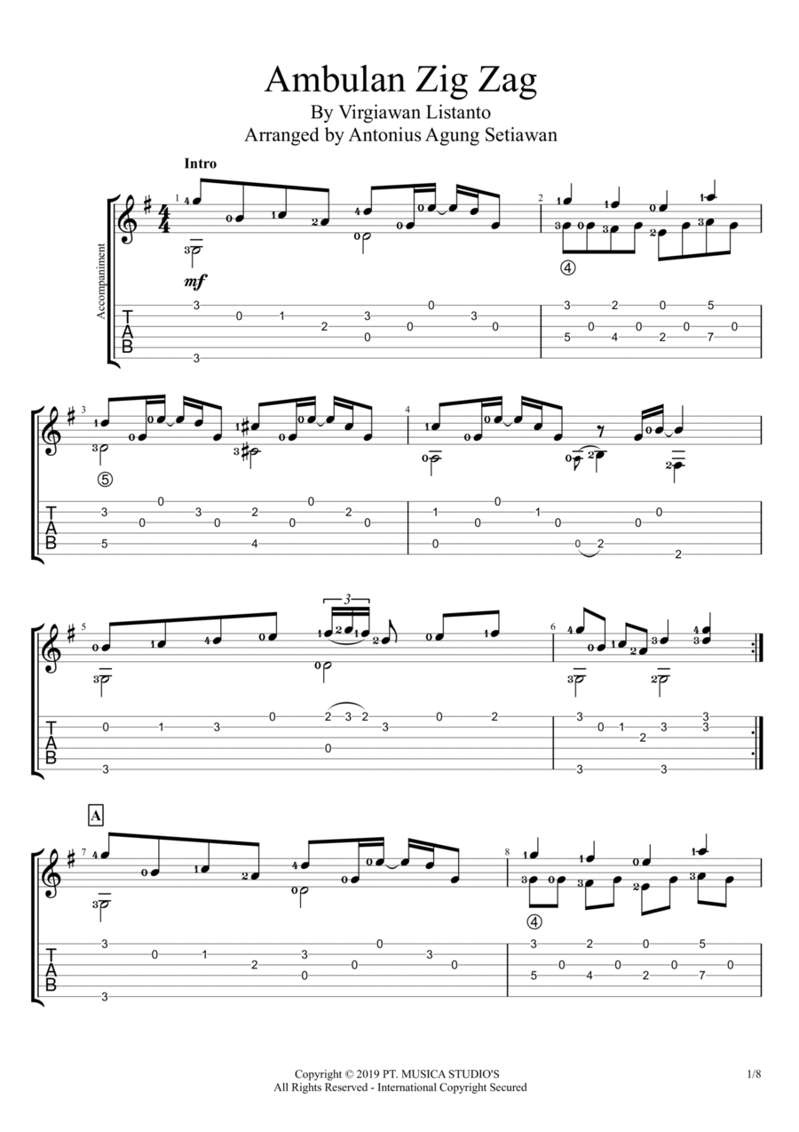 Ambulan Zig Zag Electric Guitar scores gallery preview page 1