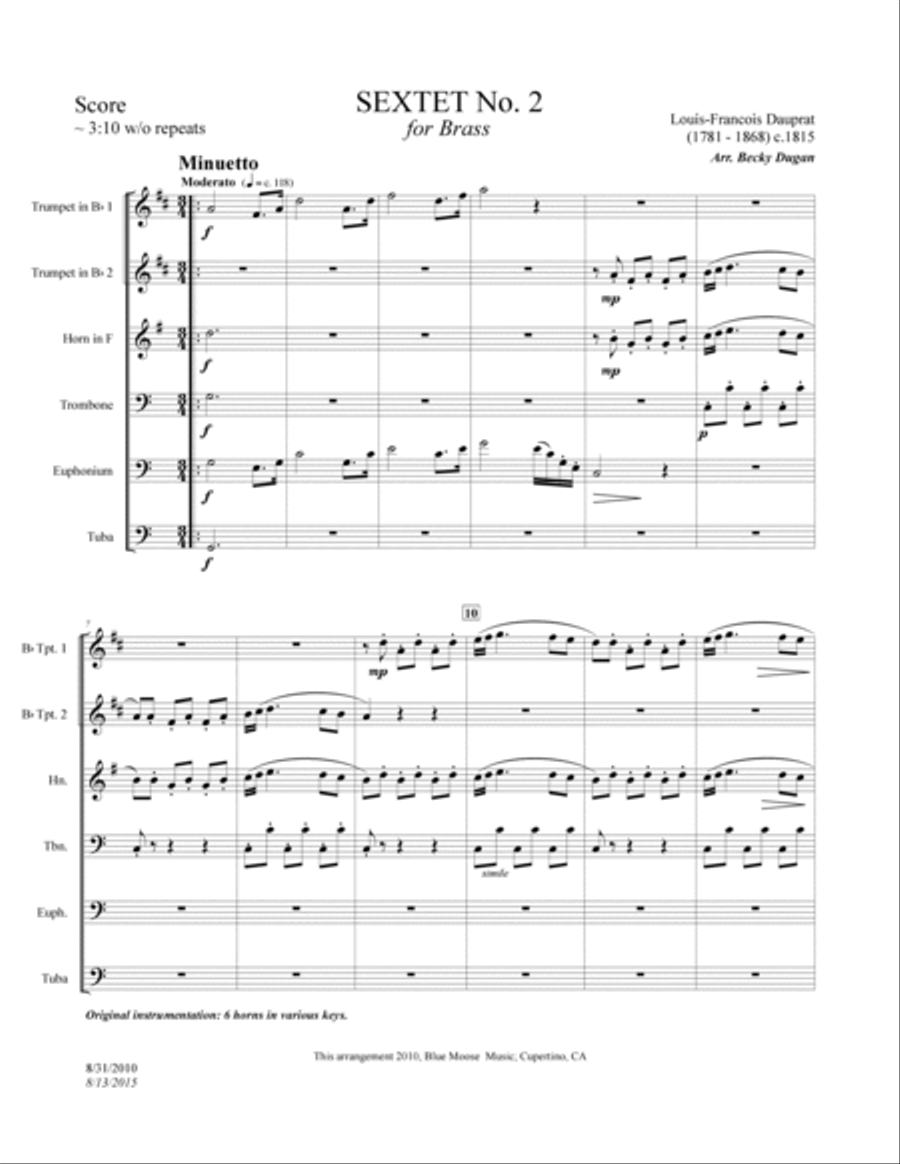 SEXTET #2 in C Brass Ensemble scores gallery preview page 3