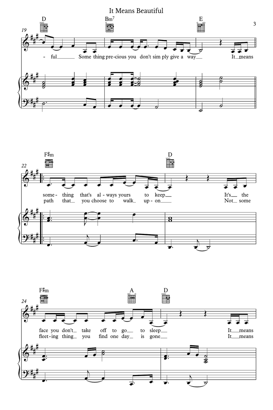 It Means Beautiful Piano, Vocal scores gallery preview page 3