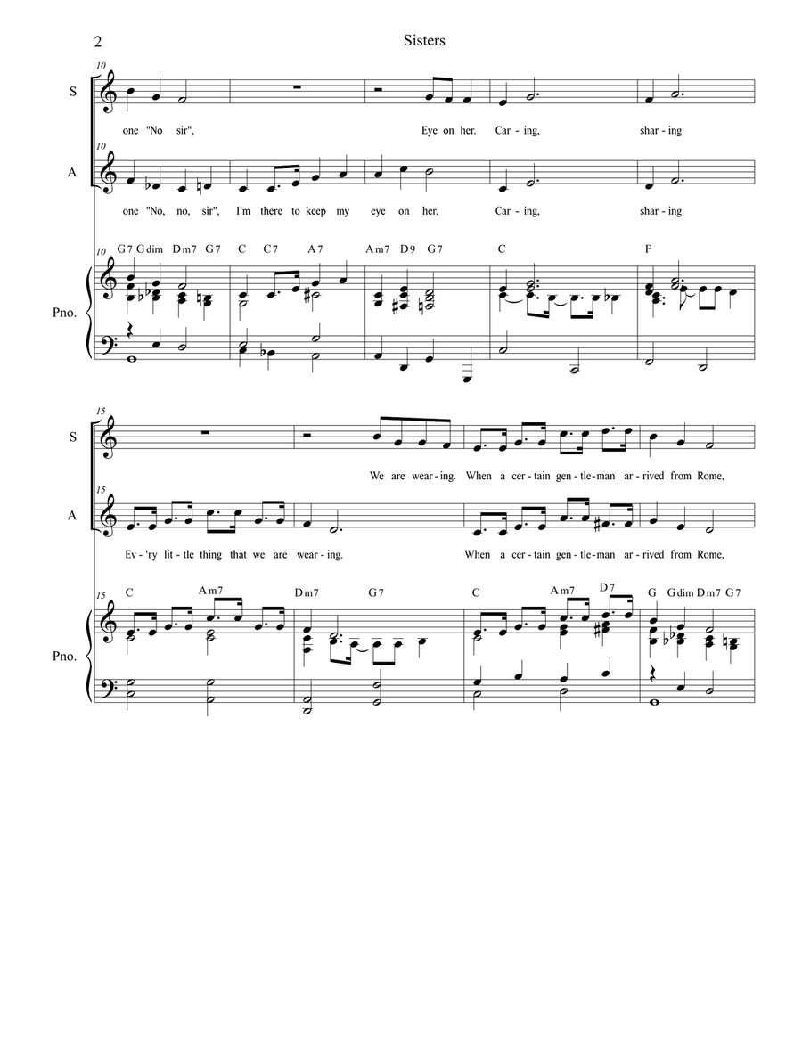 Sisters Alto Voice scores gallery preview page 2