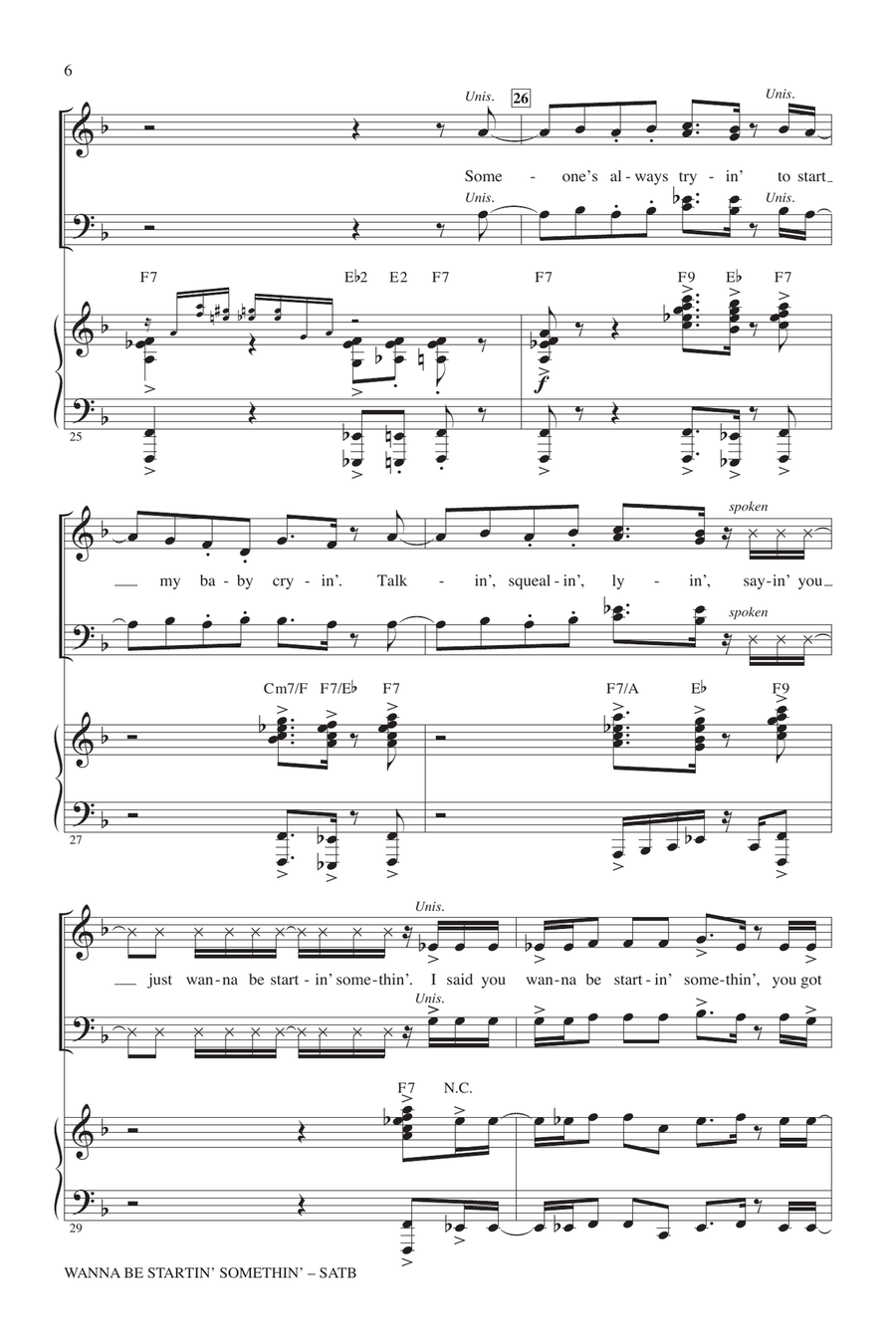 Wanna Be Startin' Somethin' 4-Part scores gallery preview page 5