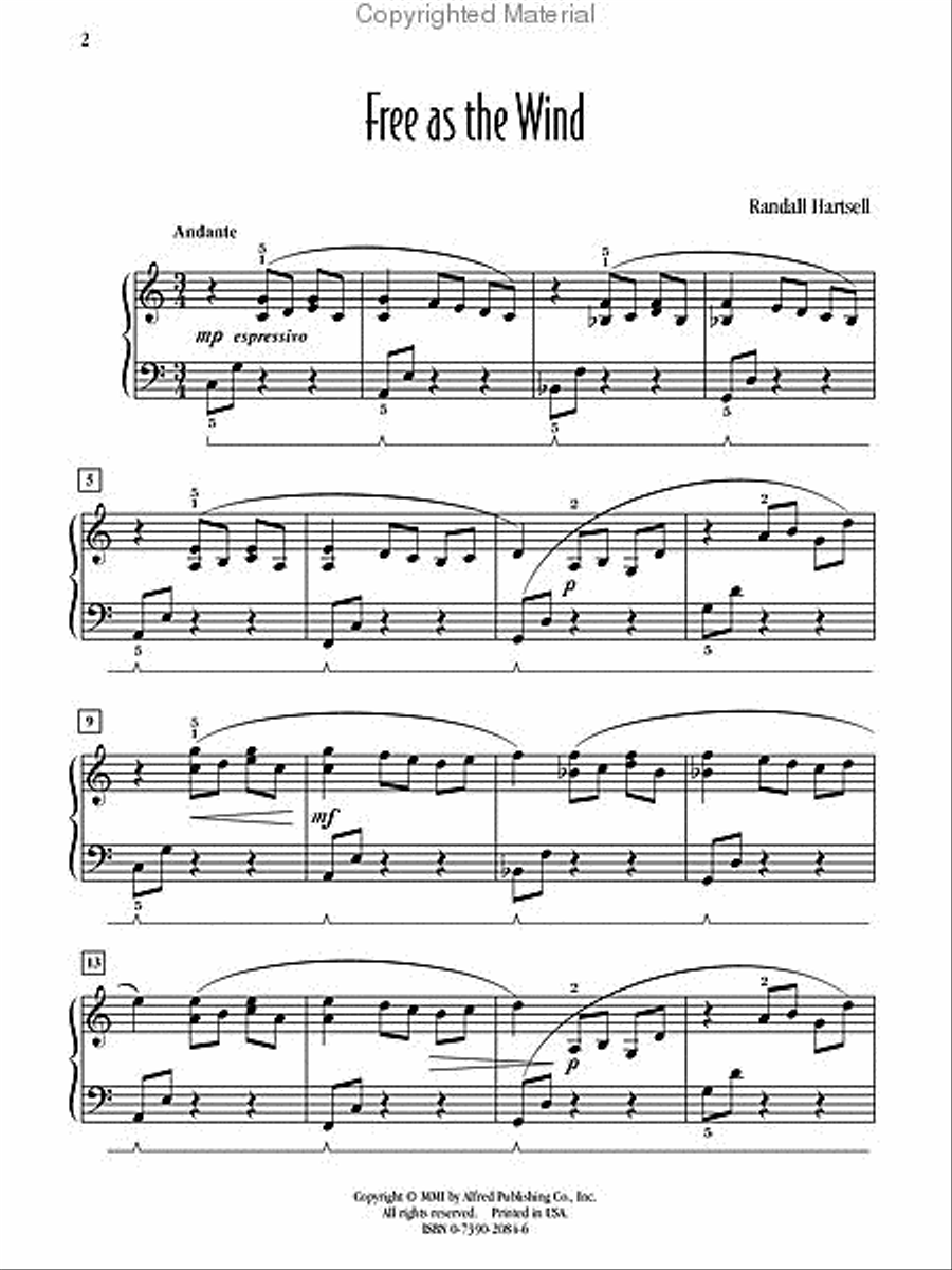 Free As the Wind Piano Solo scores gallery preview page 2