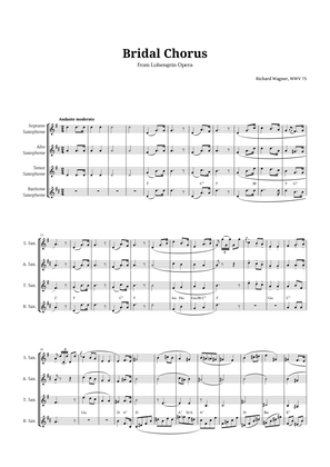 Bridal Chorus by Wagner for Sax Quartet with Chords