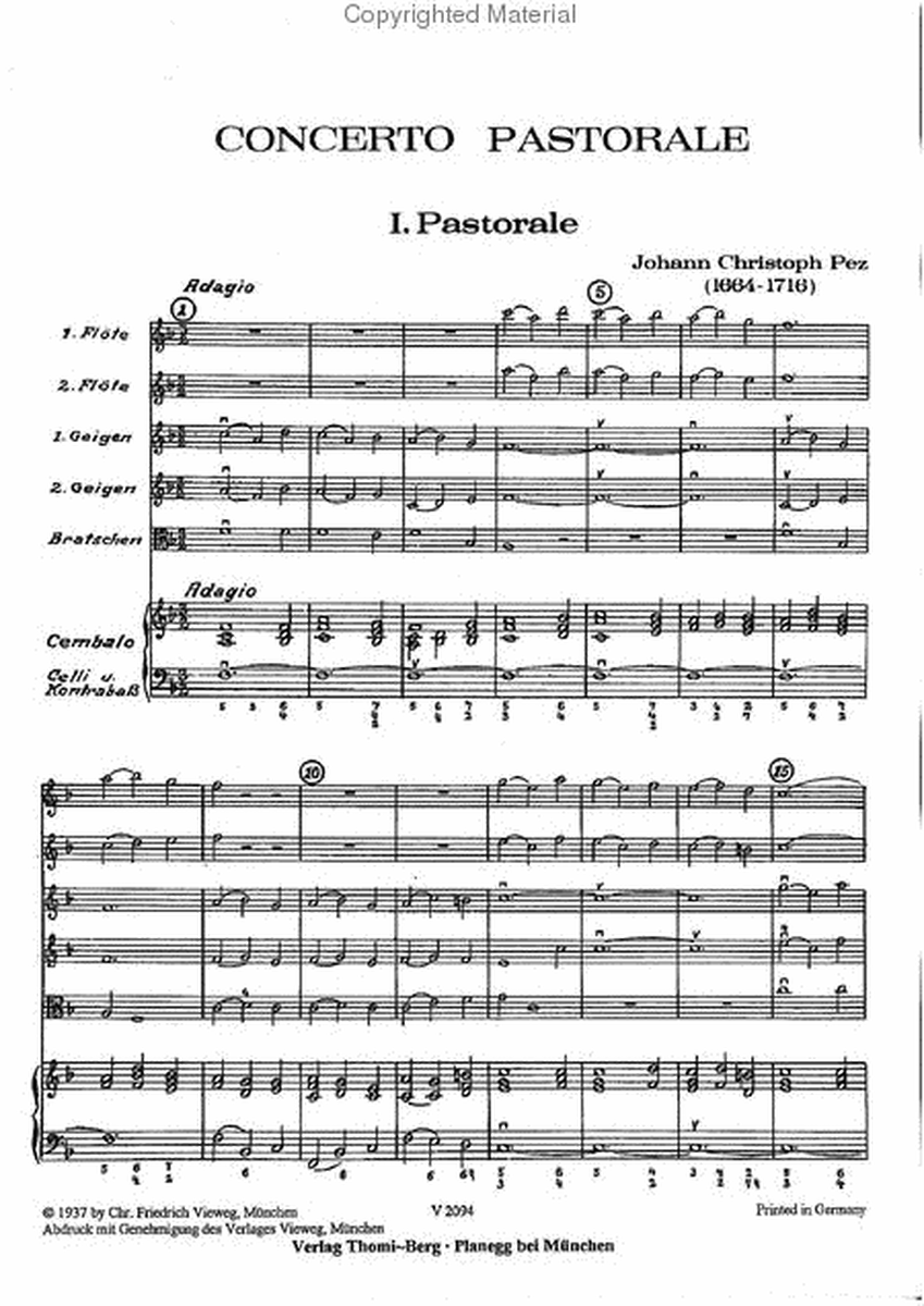 Concerto pastorale fur Altblockflote und Streicher