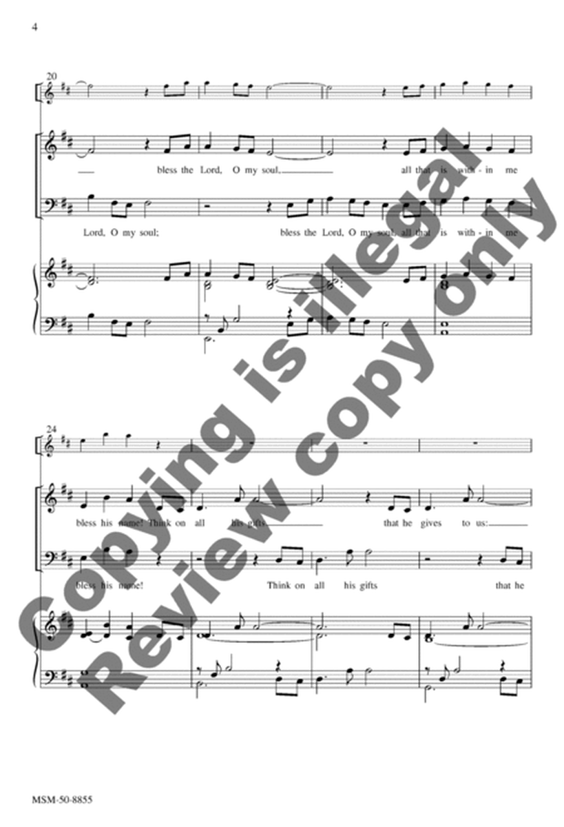 Bless the Lord, O My Soul (Choral Score) image number null