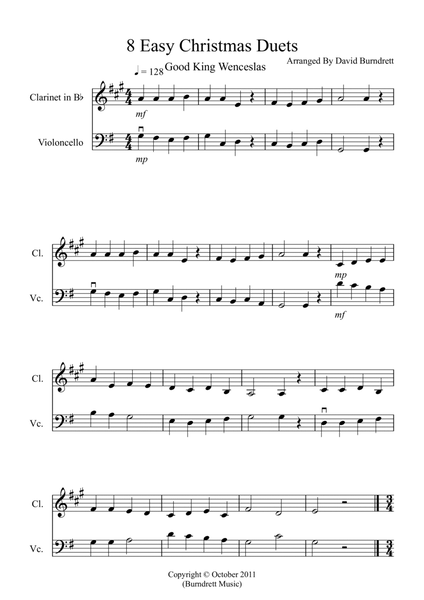 8 Easy Christmas Duets for Clarinet and Cello image number null
