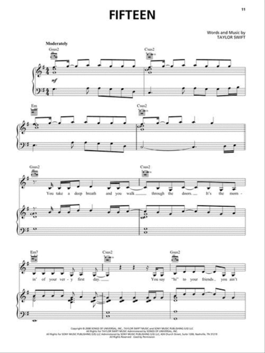 Taylor Swift – Fearless (Taylor's Version) Piano, Vocal, Guitar scores gallery preview page 5