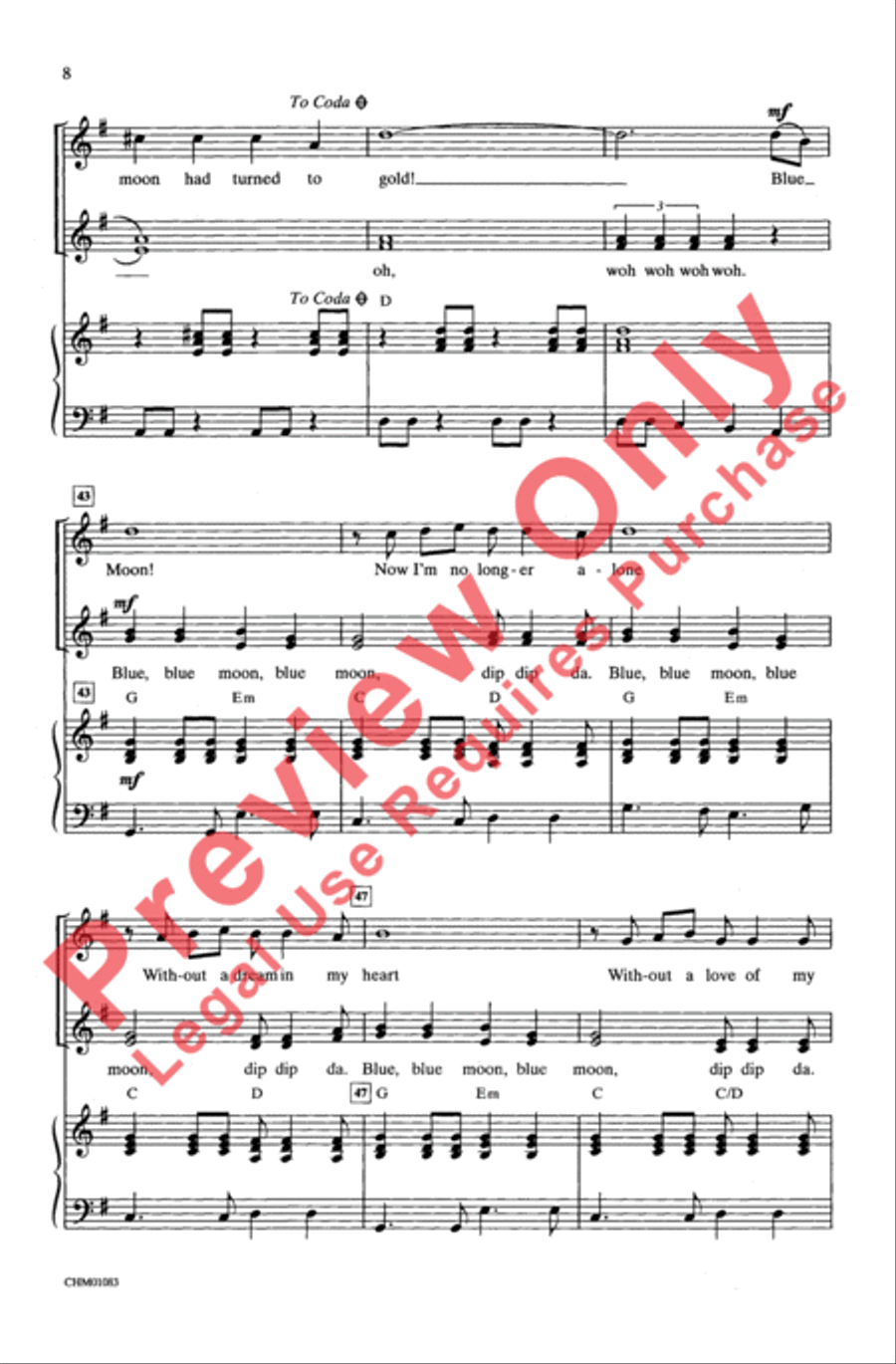 Blue Moon Blue Moon Women's Choir scores gallery preview page 7