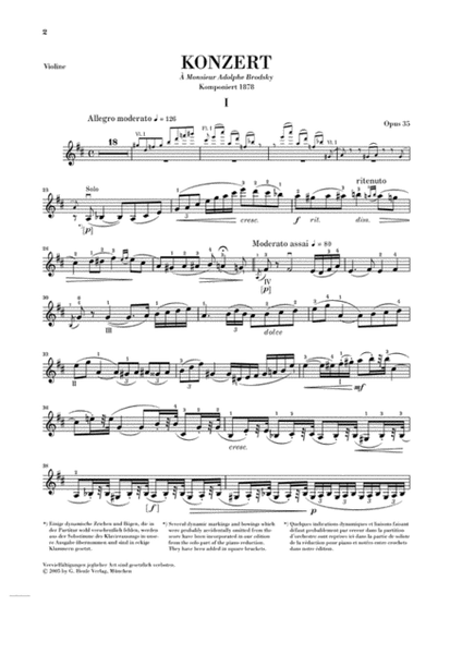 Violin Concerto in D Major Op. 35 by Peter Ilyich Tchaikovsky Violin Solo - Sheet Music