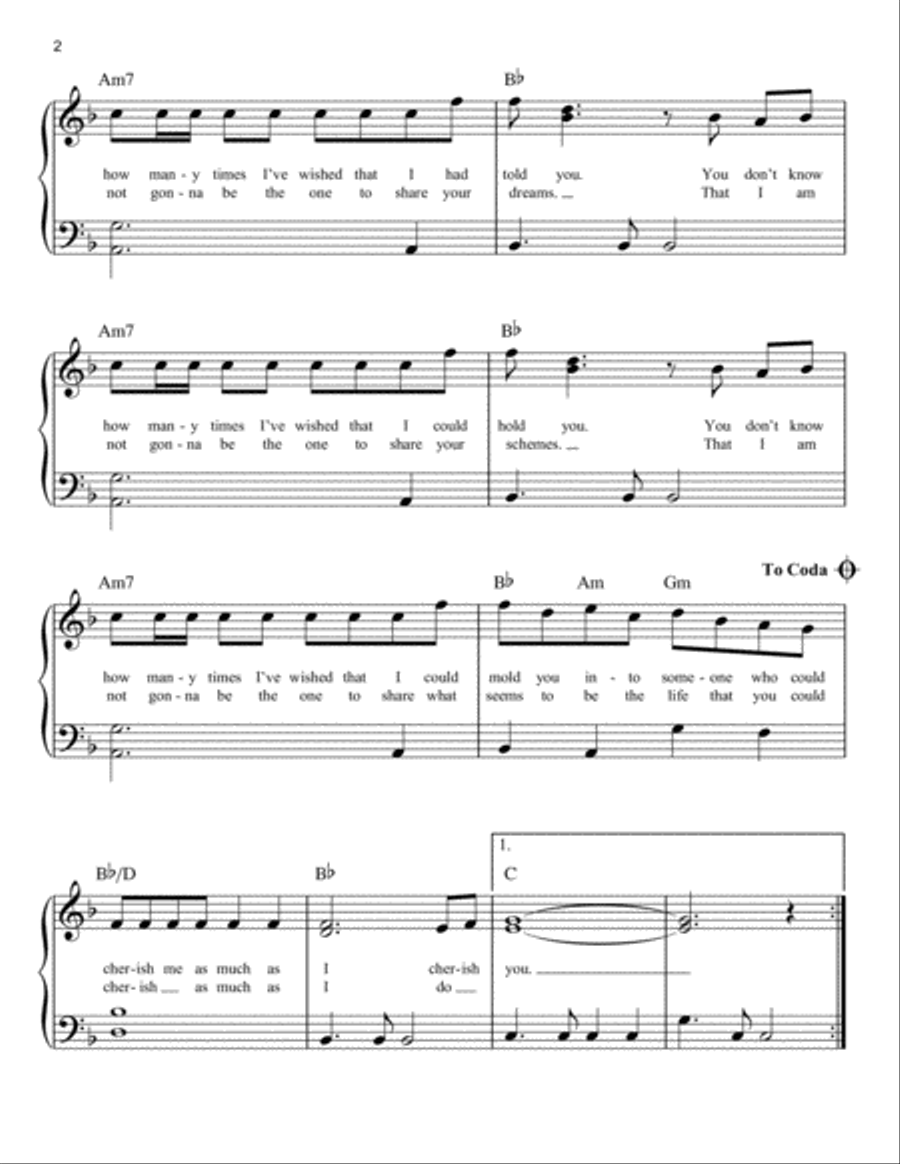 Cherish Cherish Easy Piano scores gallery preview page 2