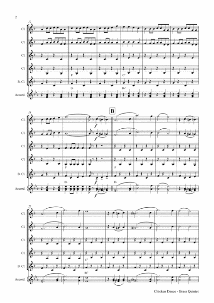 The Chicken Dance Woodwind Ensemble scores gallery preview page 2