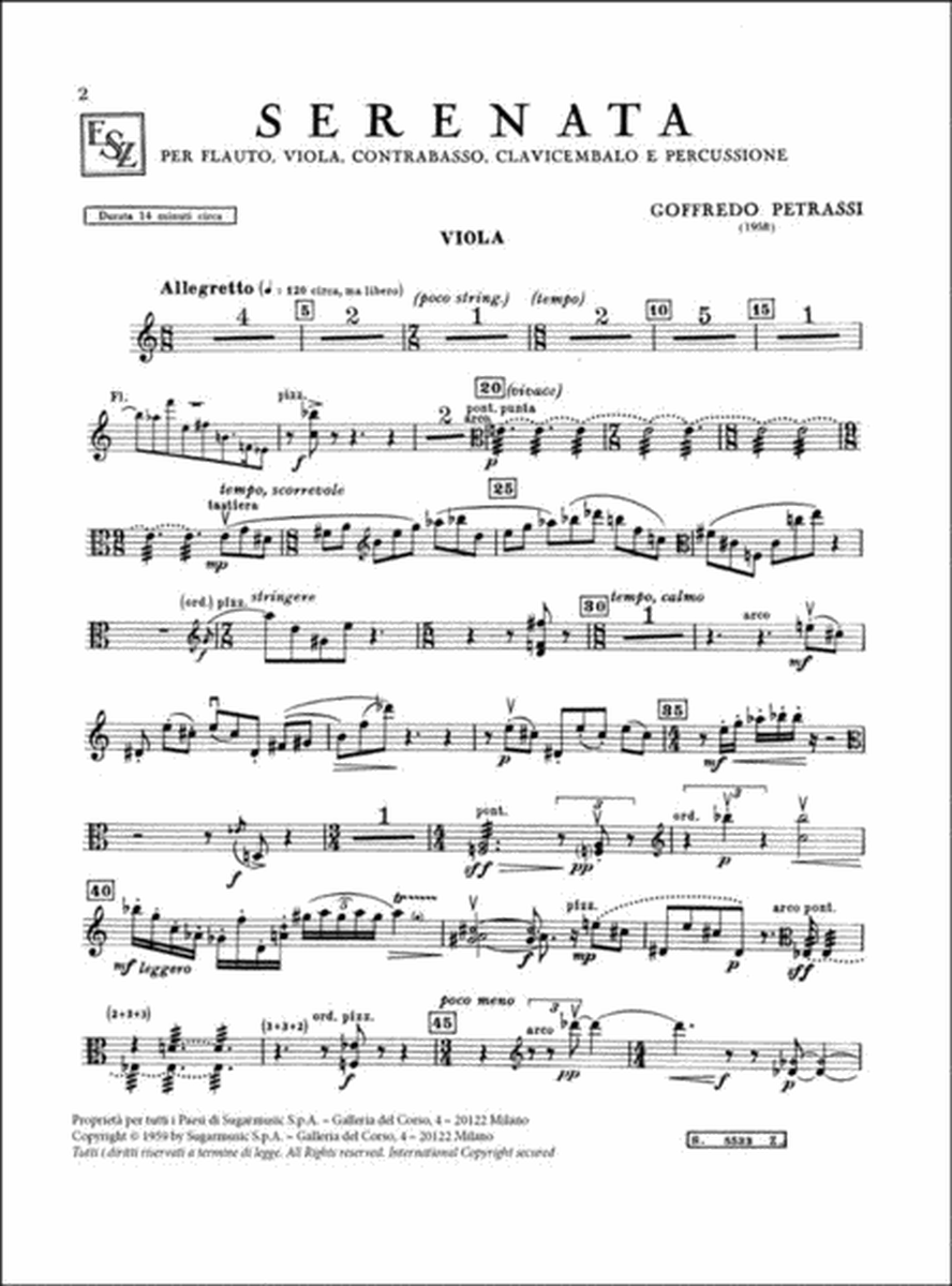 Serenata (1958) per 5 strumenti (14’)