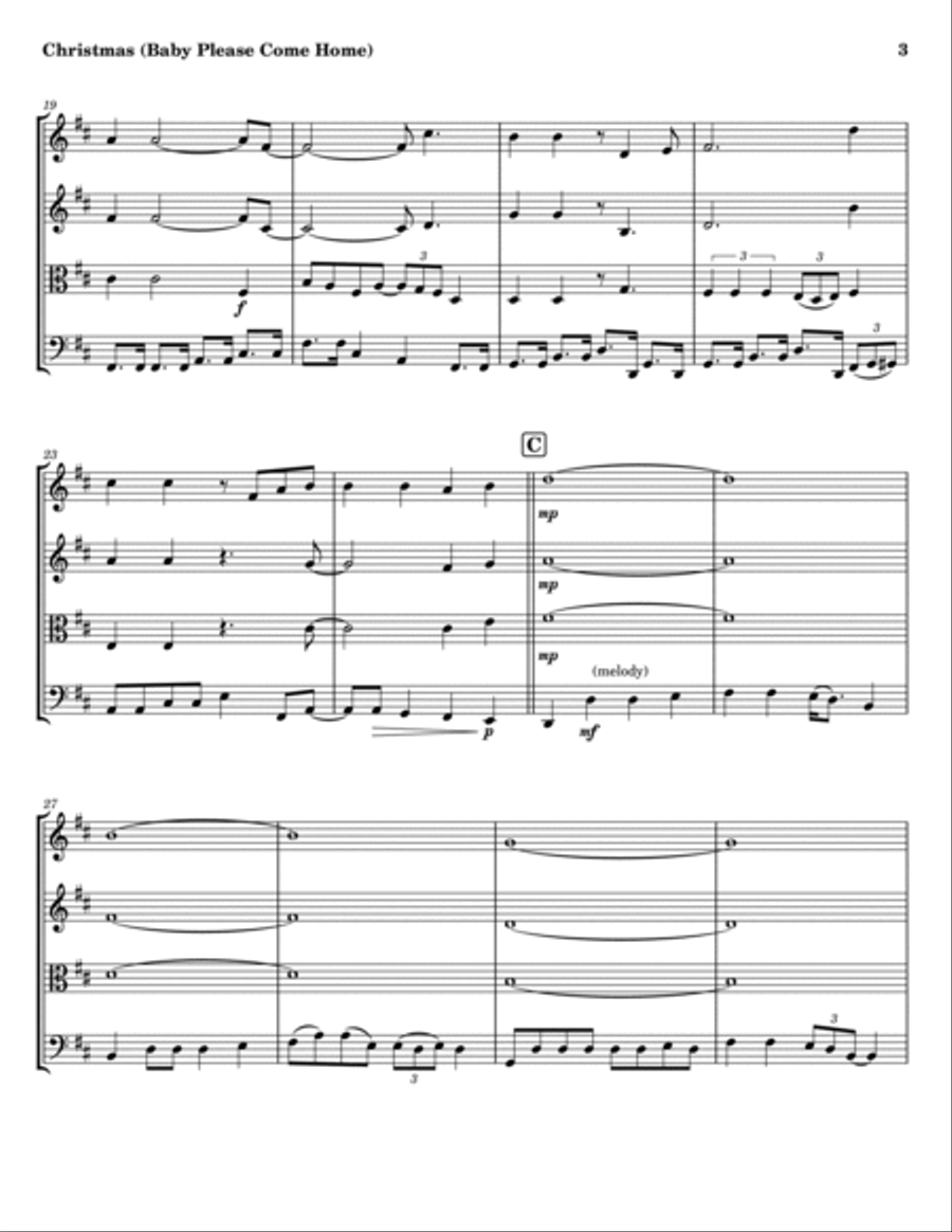 Christmas (Baby Please Come Home) String Quartet scores gallery preview page 3