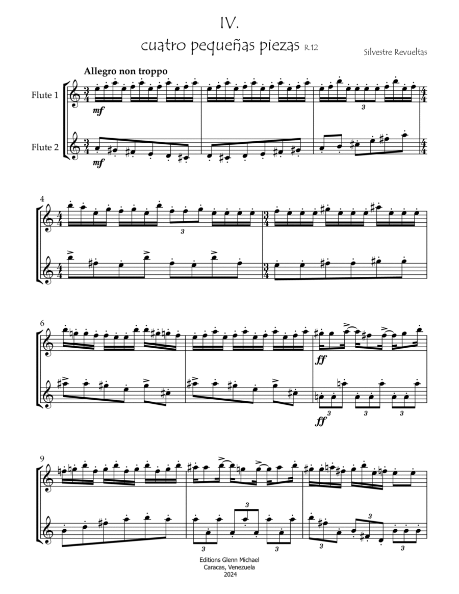 Allegro for Two Flutes Flute Duet scores gallery preview page 1
