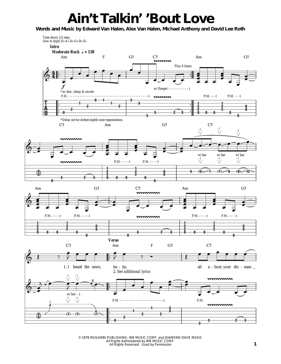 Ain't Talkin' 'Bout Love Acoustic Guitar scores gallery preview page 1