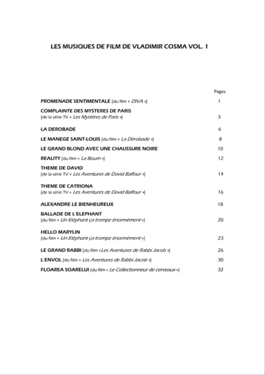 Les Musiques de film de Vladimir Cosma Piano Solo scores gallery preview page 2