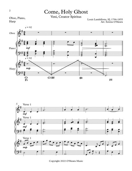 Come, Holy Ghost, Trio for Oboe, Harp, Piano image number null
