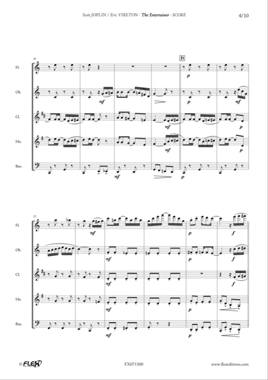 The Entertainer The Entertainer Woodwind Quintet scores gallery preview page 4