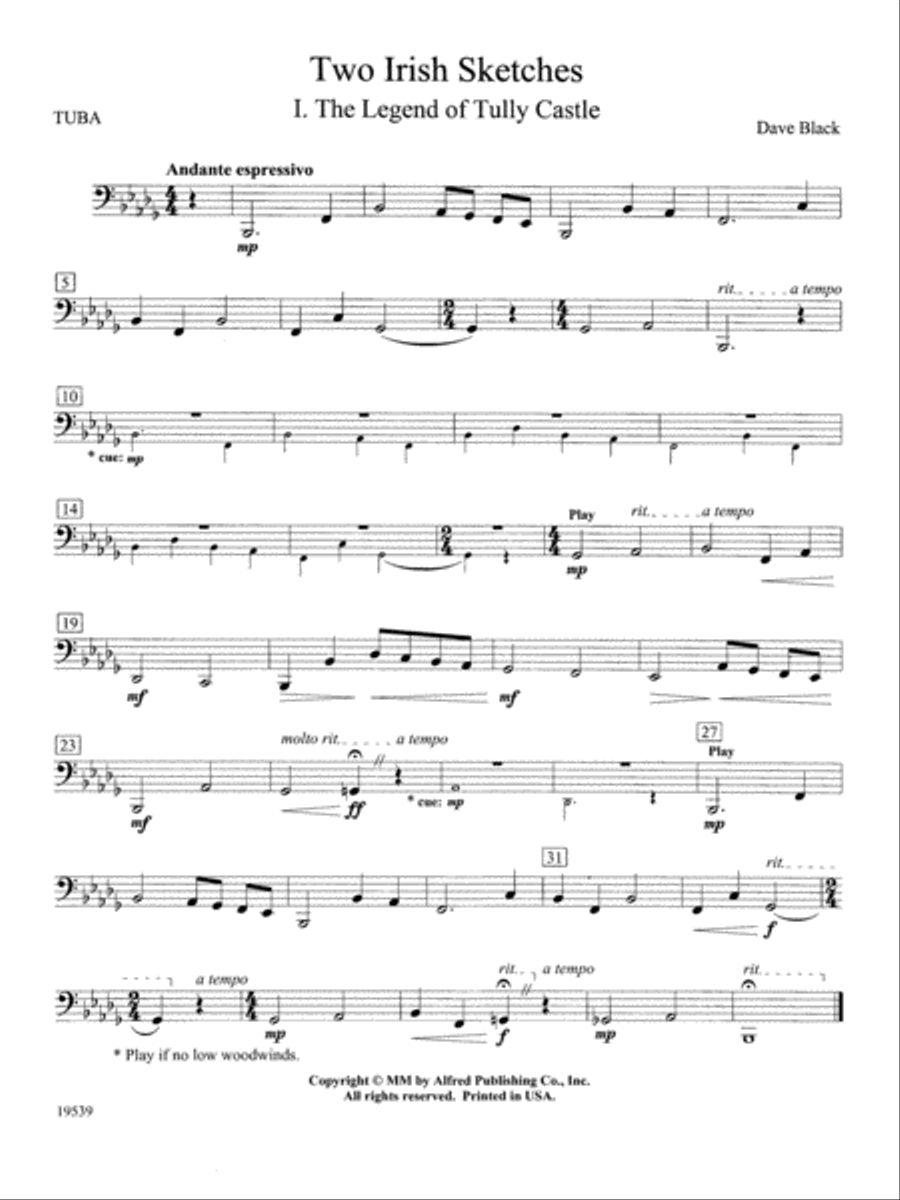 Two Irish Sketches: Tuba Concert Band scores gallery preview page 1