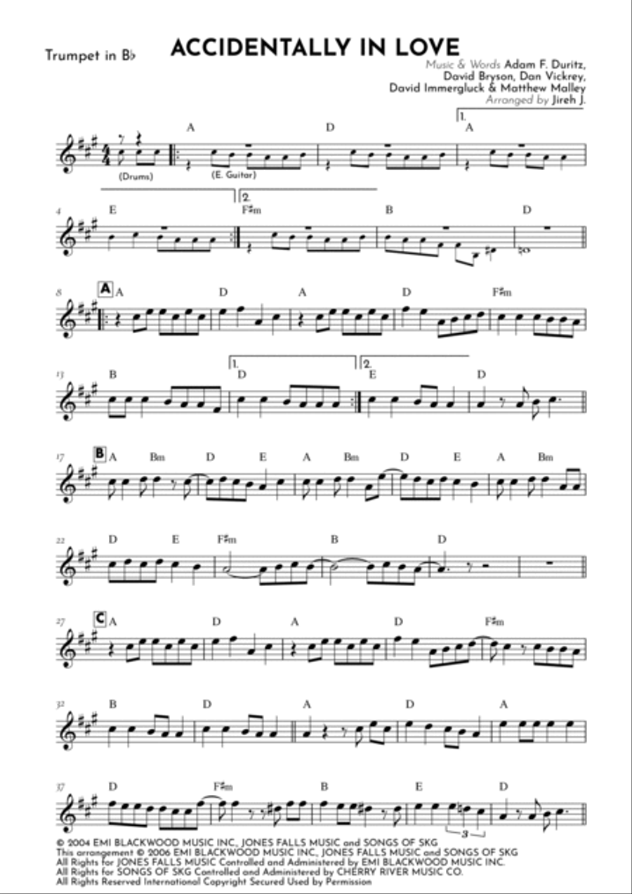 Accidentally In Love B-Flat Trumpet scores gallery preview page 2