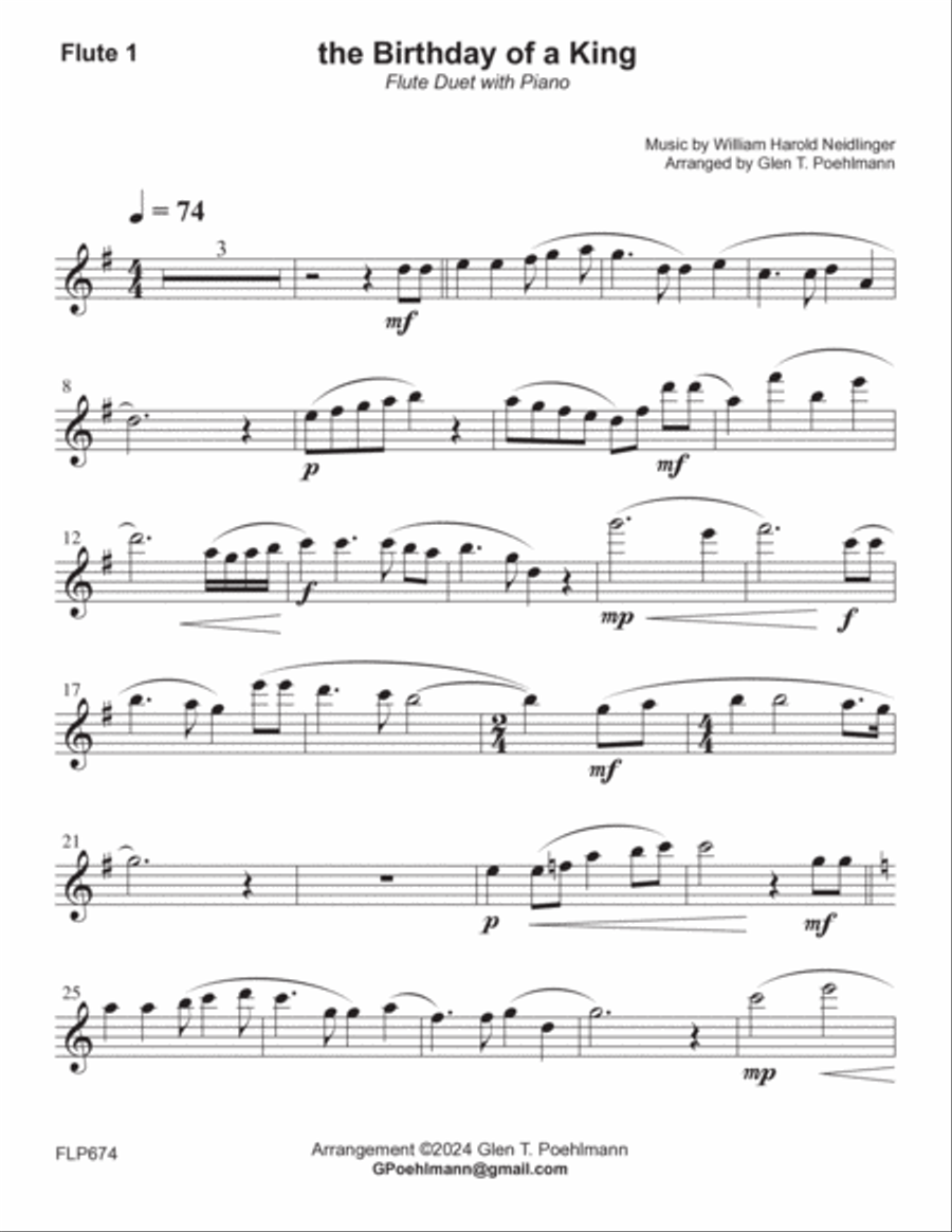 THE BIRTHDAY OF A KING - FLUTE DUET with Piano Accompaniment (Grade 3+) Flute Duet scores gallery preview page 4