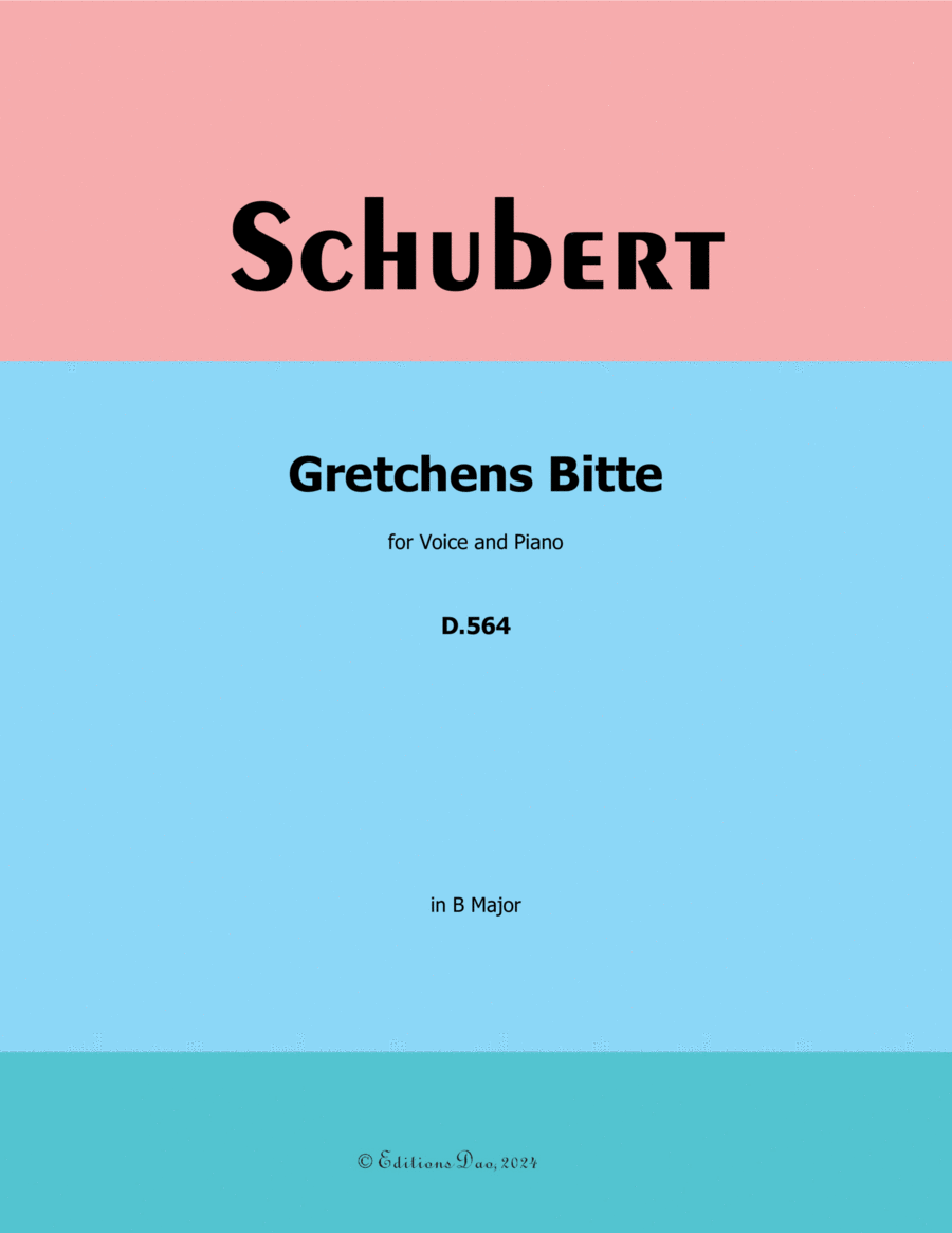Gretchens Bitte, by Schubert, D.564, in B Major Voice scores gallery preview page 1
