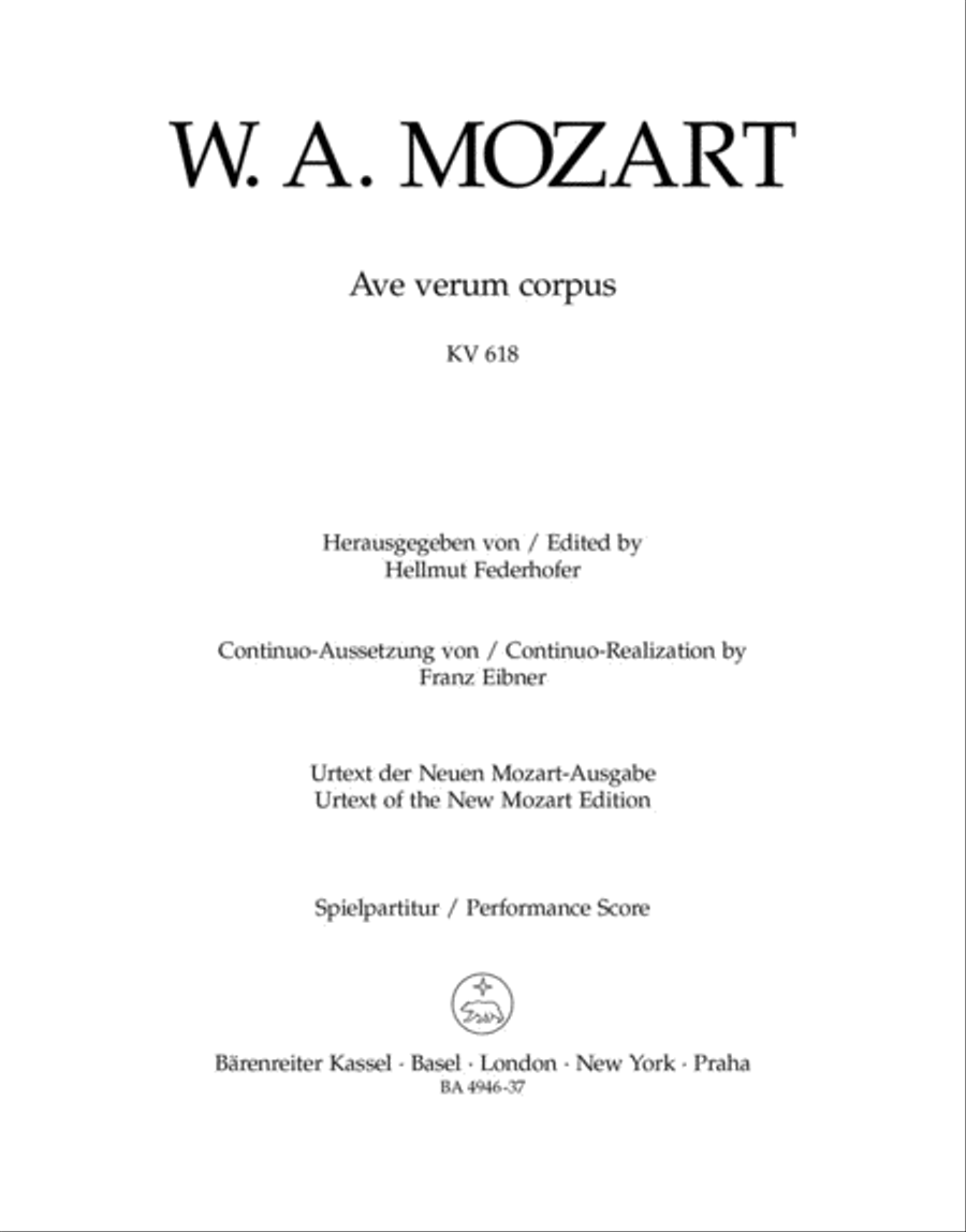 Ave verum corpus KV 618 Organ scores gallery preview page 1