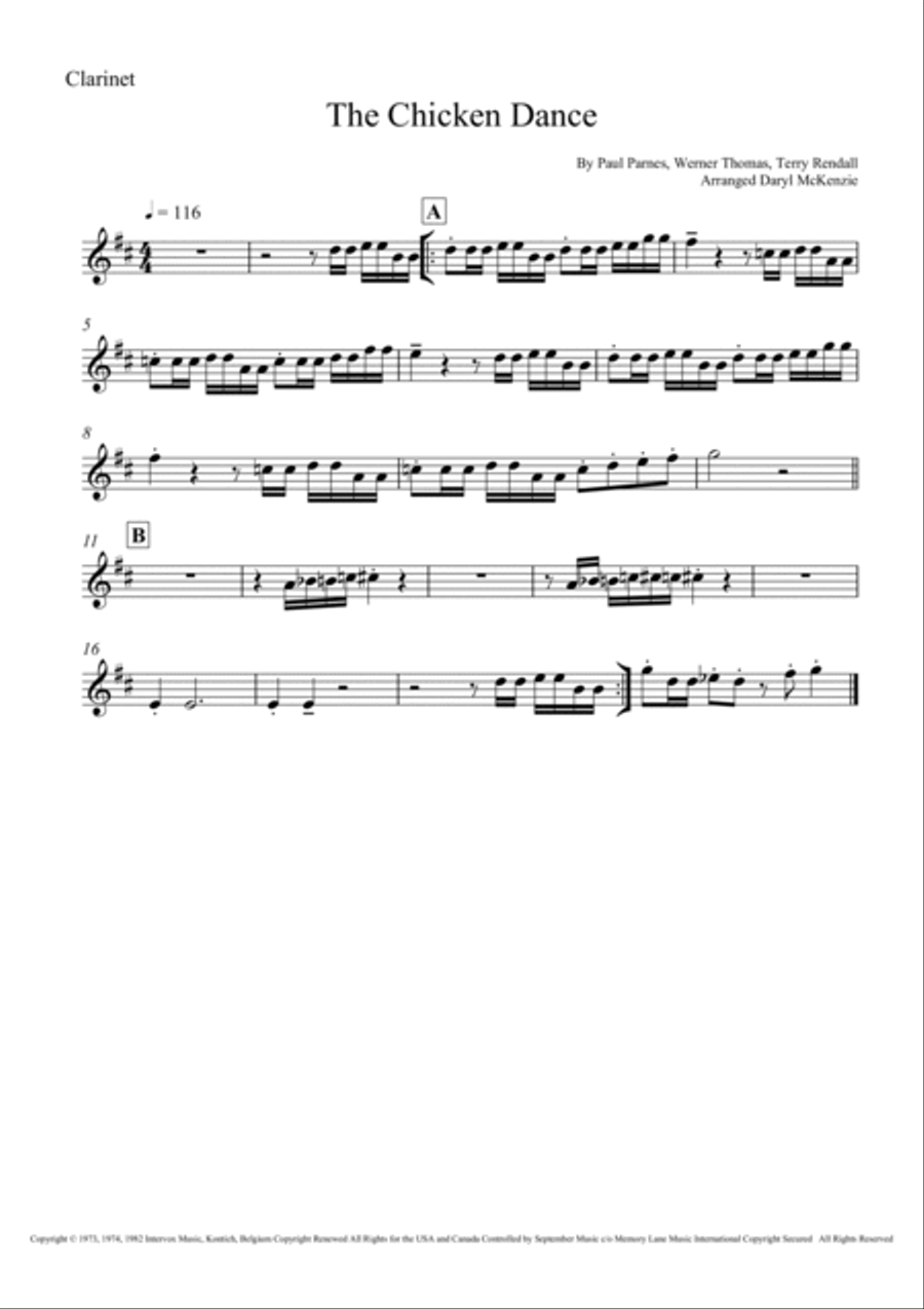 Chicken dance hot sale accordion sheet music
