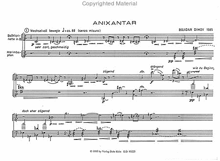 Anixantar für Bassklarinette in B und Marimbaphon (1985)