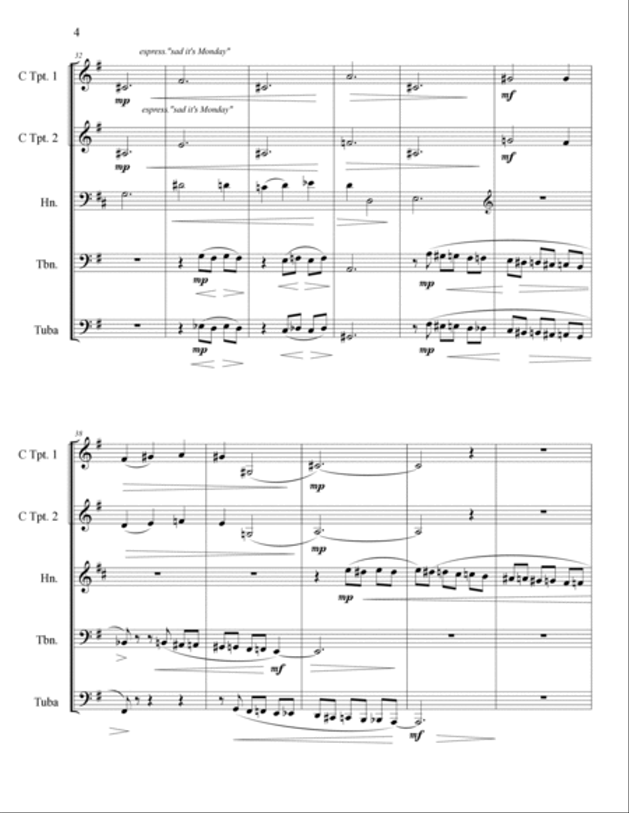 Hello Cupcake! for Brass Quintet Brass Quintet scores gallery preview page 6