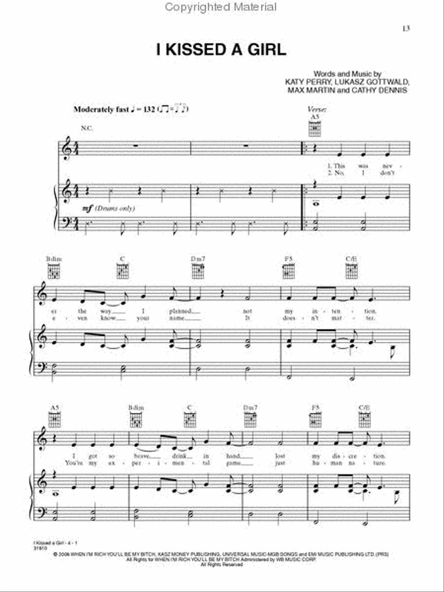 Katy Perry - One of the Boys Piano, Vocal, Guitar scores gallery preview page 2