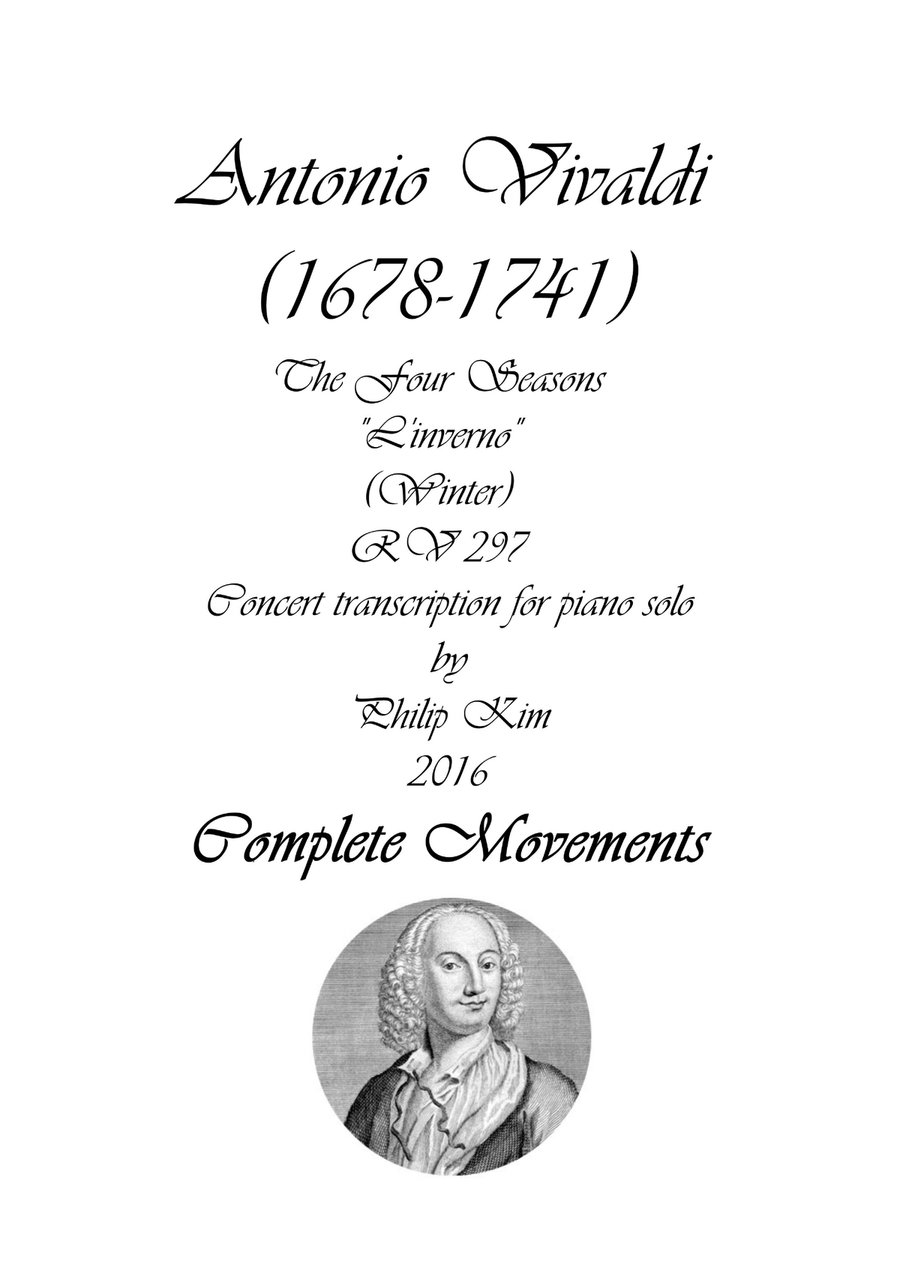 'Winter' (Complete) from The Four Seasons by Vivaldi for Piano Solo Piano Solo scores gallery preview page 1