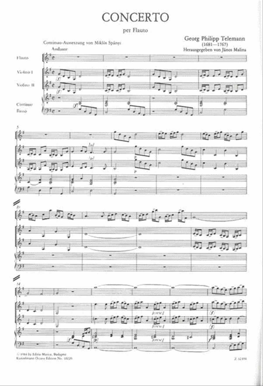 Konzert Für Föte (G-Dur) Mit Begleitung Von 2 Vi Orchestra scores gallery preview page 2