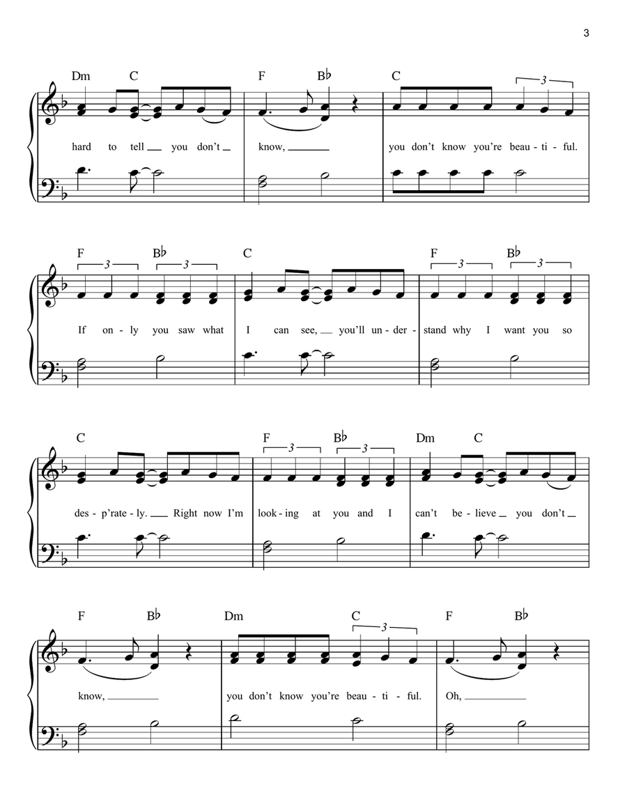What Makes You Beautiful Easy Piano scores gallery preview page 3
