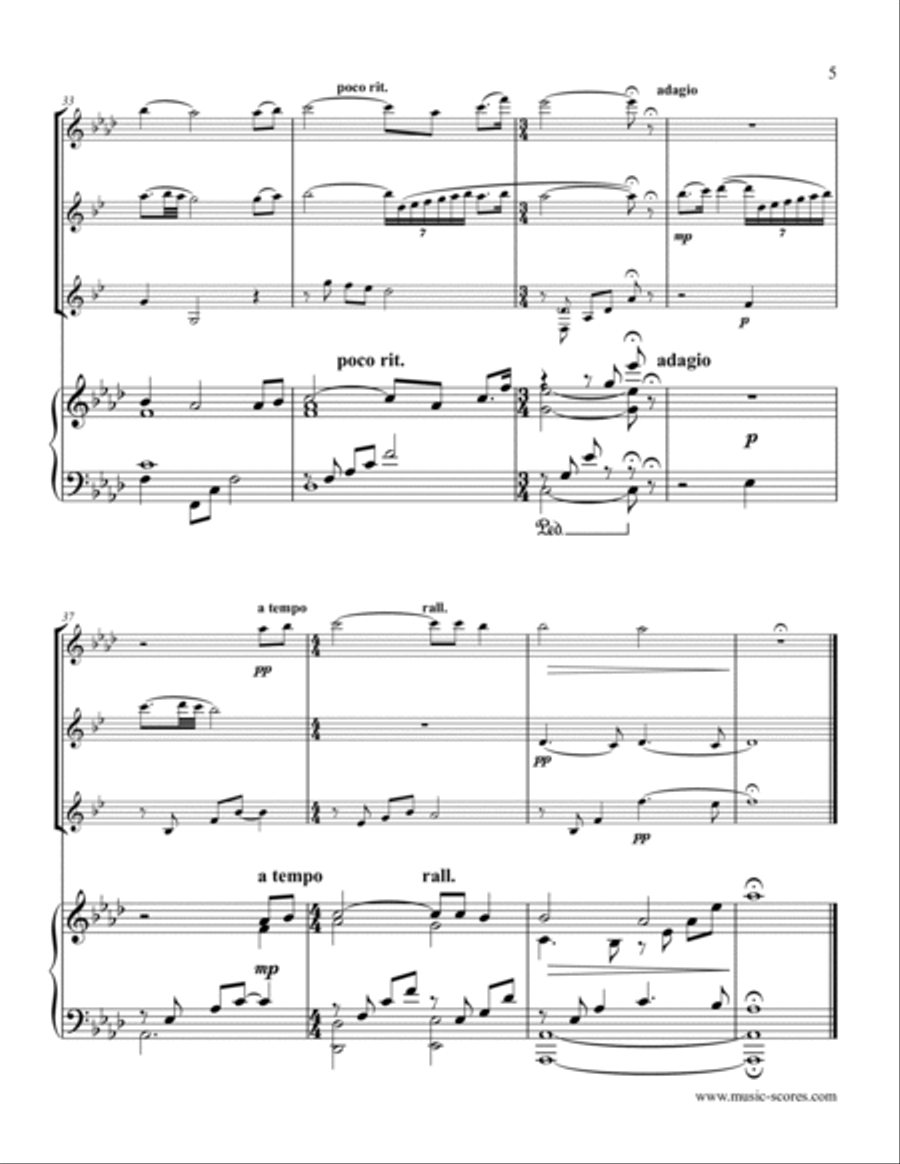 Shenandoah - Flute, Clarinet, Bass Clarinet and Piano Bass Clarinet scores gallery preview page 5