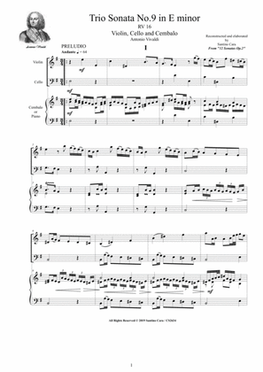 Book cover for Vivaldi - Trio Sonata No.9 in E minor RV 16 Op.2 for Violin, Cello and Cembalo (or Piano)