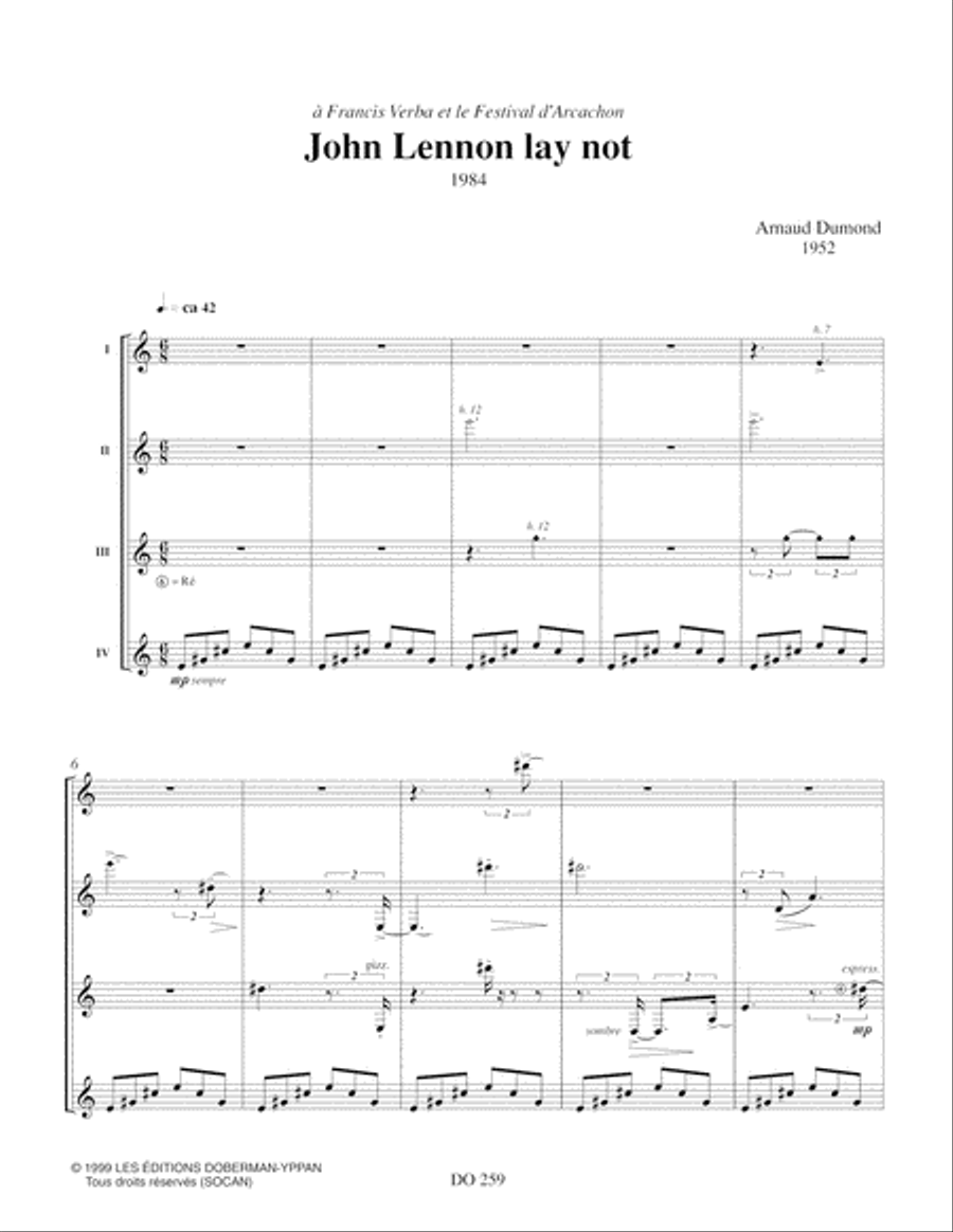 John Lennon Lay not John Lennon Lay not Guitar Ensemble scores gallery preview page 2