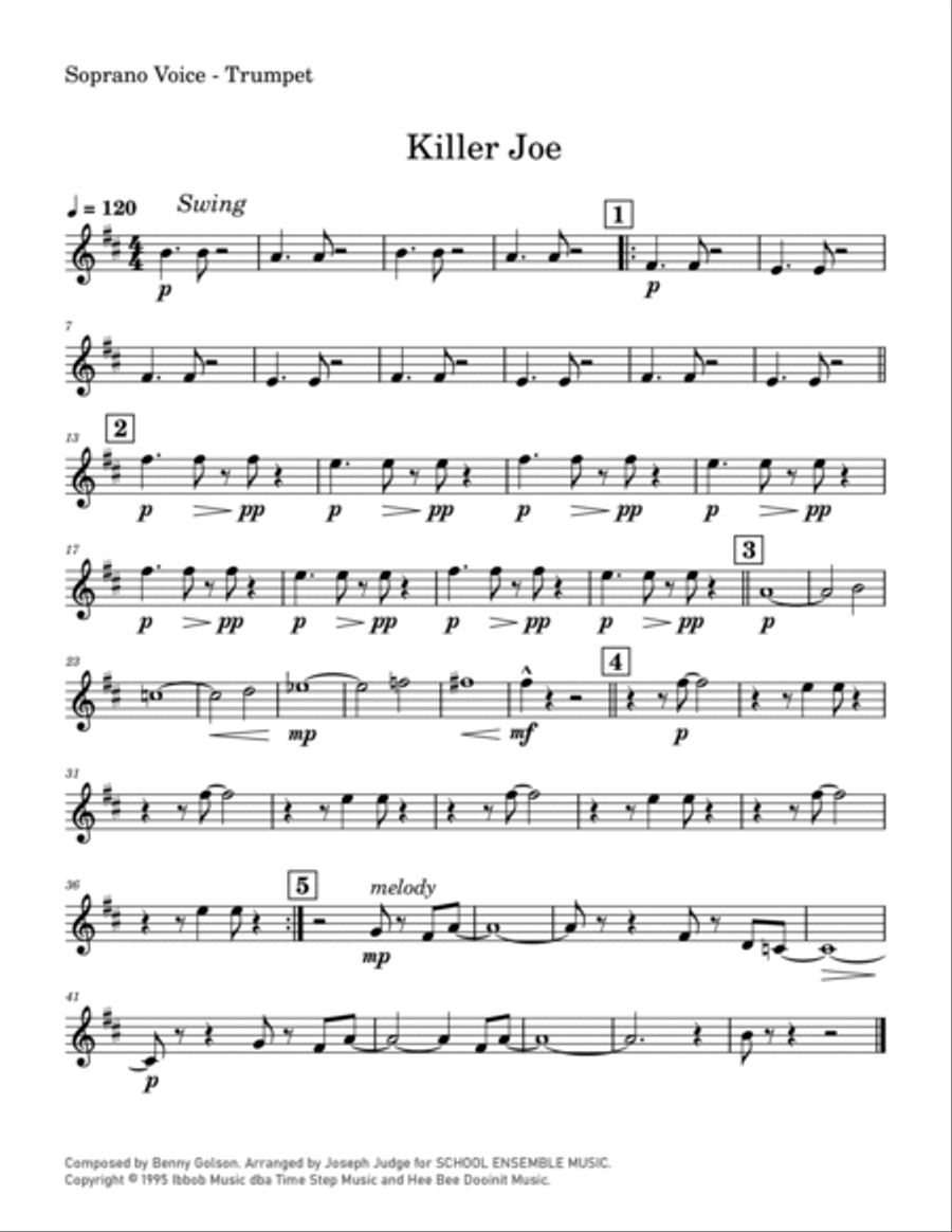 Cool Joe, Mean Joe (killer Joe) Brass Quartet scores gallery preview page 6