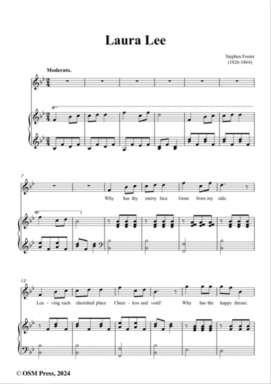 S. Foster-Laura Lee,in B flat Major Voice scores gallery preview page 2